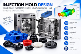 injection mold design, rubber mold, plastic parts, dfm, mold flow analysis, cad