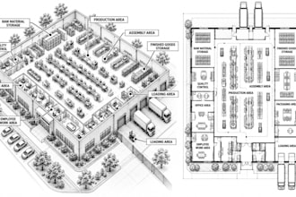 design light manufacturing plant floor plans industrial blueprint cad