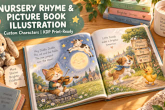 illustrate children nursery rhyme, chapter book and preschool picture book