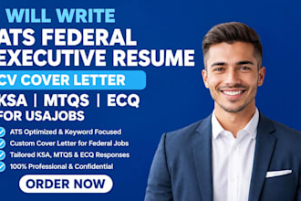 write ats federal executive resume cv cover letter   ksa mtqs ecq for usajobs