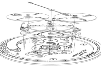create 3d wrist watch, technical drawing, cad model and 3d rendering prototype