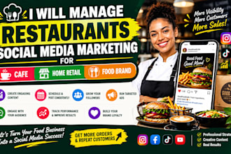 manage restaurants social media marketing for cafe, home retail and food brand