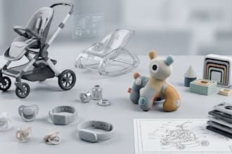 design baby products, toys, wearables and physical product concepts cad