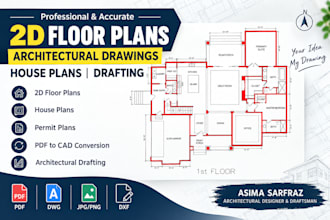 create 2d floor plan, house plans and custom house design