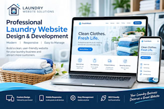 design a cleaning laundromat website, house cleaning, laundry website