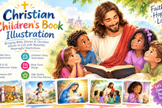 illustrate children story book, bible stories and  christian book