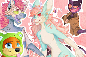 draw furry art, fursona, stylized, anthro, character design
