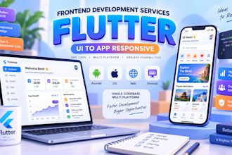 convert your UI design or wireframe into a responsive flutter frontend app