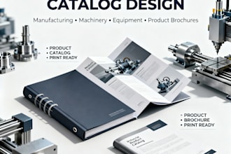 create industrial product catalogs and manufacturing marketing brochures
