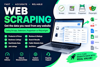 do web scraping using scraper, selenium, puppeteer, or playwright