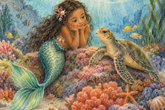 create magical mermaid childrens book illustrations