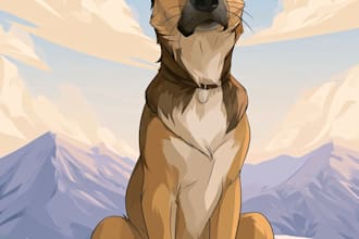 create disney pet portrait illustration