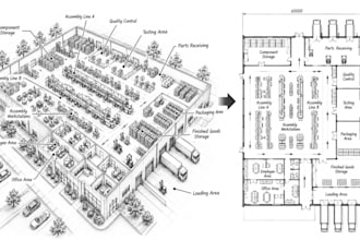 design assembly plant floor plans manufacturing blueprint package cad