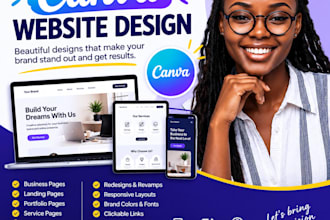design a professional canva website, landing page or responsive canva site