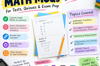 custom math mcqs for school tests, quizzes, and scholarship exams