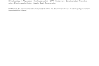 create an 8d report and root cause analysis