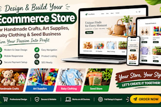 design handmade crafts art supplies baby clothing seed store ecommerce website