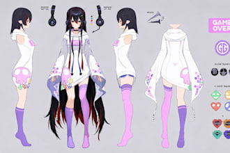 draw character sheet for furry, anime, oc, antro, feral or fursona character