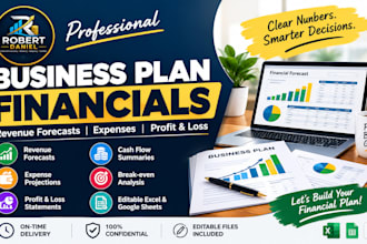 prepare business plan financials with revenue forecasts expenses profit loss