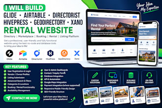 design glide airtable directorist hivepress geodirectory xano rental website