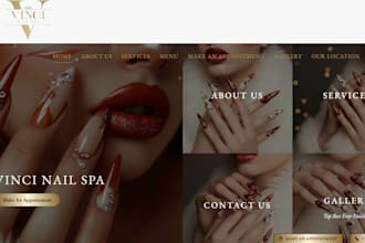 design nail salon website, nail technician site, manicure and pedicure website