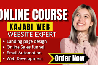 build online course landing page ghl, kajabi, thinkific, and sales funnel