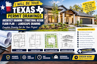permit texas architect drawing, structural design, floor plan, landscape drawing
