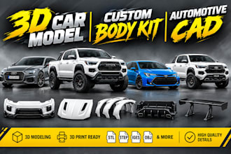 3d car model widebody kit 3d printable car part blender modeling for 3d printing