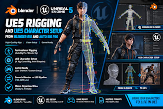 do ue5 rigging and ue5 character setup from blender rig and auto rig pro