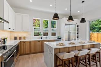 design a modern kitchen with realistic 3d rendering