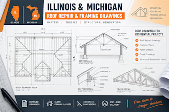 illinois and michigan roof repair drawings and framing plans