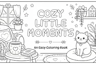 create a cozy bold and easy coloring book for amazon KDP