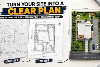 render architectural site plan, floor plan, site layout and project drawings