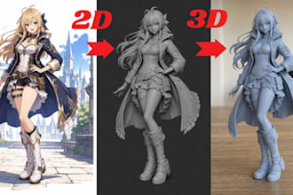 convert 2d to 3d model images to stl figurine stylized 3d character for 3d print