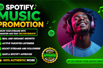 increase spotify followers, spotify stream, monthly listeners, spotify promotion