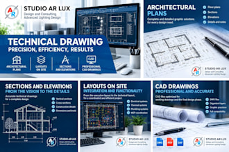 do professional 2d cad drafting and technical drawing