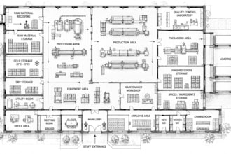 design production facility floor plans industrial construction blueprint cad