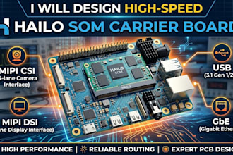 design high speed hailo som carrier board, mipi csi dsi, usb and gbe pcb
