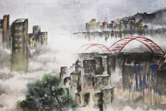 create traditional chinese ink landscape paintings