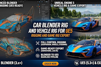 do car blender rig and vehicle rig for ue5 rigging and game rig export