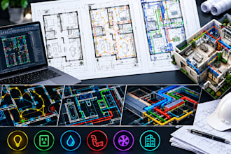 draw electrical and plumbing floor plans, mep layouts and autocad construction