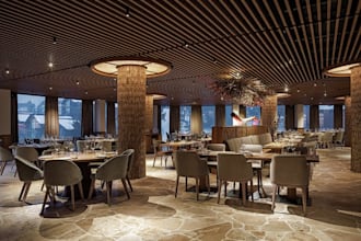 remodel modern organic interior, cgi restaurant rendering,fine dining atmosphere