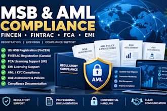 register us msb, fincen, fintrac, fca or emi license with full aml compliance