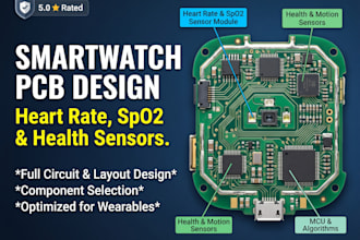design smartwatch pcb with heart rate, spo2 and health sensors