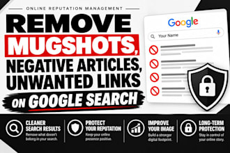 remove negative google results, news articles, mugshots and bad links