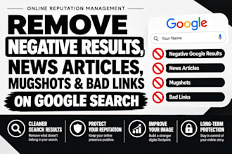 remove negative google results, news articles, mugshots and bad links