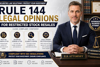 draft an expert rule 144 legal opinion for your corporate stock resale