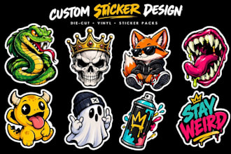 design custom sticker, sticker packs, cute art vinyl decals and clipart