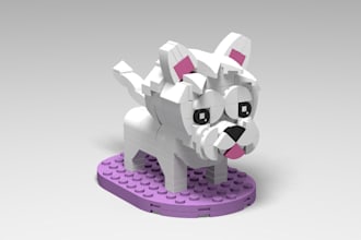 do custom lego design 3d lego pet model,moc lego dog,set using in bricklink