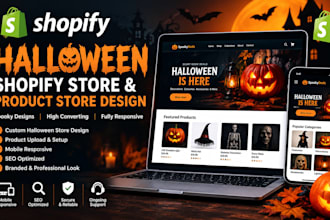 create stunning shopify halloween store, halloween product store, redesign store